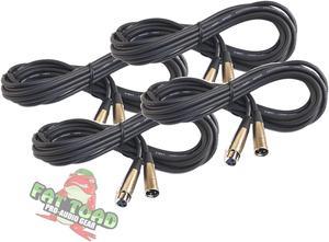 Microphone Cables by FAT TOAD | (4 Pack) 20ft Pro Audio XLR Mic Cord Patch Extension with Female & Male Connector | 20 AWG Shielded Wire & Balanced for Recording Studio Mixer | Live Sound Stage Gear