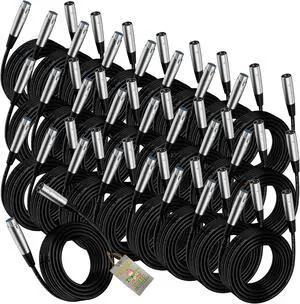 24 PACK - FAT TOAD XLR Mic Wires | 20ft Professional Pro Audio Green Microphone Cord Extension Patch with Lo-Z Connector | 24 AWG Shielded Cables & Balanced for DMX Music Recording Studio Mixer Gear