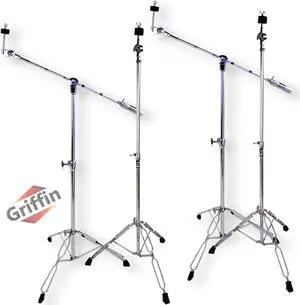 4-PACK Cymbal Boom Stand & Straight Cymbal Stand Combo Set by GRIFFIN | Percussion Drum Hardware Kit for Mounting & Holding Crash, Ride, Splash Cymbals | Arm Counterweight Adapter & Double Braced Legs 4-PACK Cymbal Boom Stand & Straight Cymbal Stand Combo Set by GRIFFIN | Percussion Drum Hardware Kit for Mounting & Holding Crash, Ride, Splash Cymbals | Arm Counterweight Adapter & Double Braced Legs