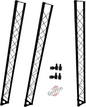 3-PACK Stage Mount Triangle Truss Extension by GRIFFIN | 5Ft Trussing Sections for DJ Booth Lighting System Stand | Mount Light Cans & Sound Effects for Pro Audio Equipment Gear | Parties, Live Gigs