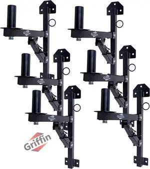 6-PACK PA Speaker Wall Mount Bracket Stands By GRIFFIN | All Steel Pro-Audio Speaker 35mm Pole Holder | Securing Locking Pin & 3 Horizontal Level Tilt Adjustments | DJ On Stage Studio Monitor Holders