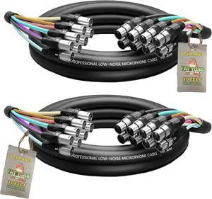 2 PACK - FAT TOAD 8 Channel XLR Snake Cable Patch 10ft | Studio Stage, Live Sound Recording Multicore Cords | Pro-Audio Shielded 3-Pin Balanced Wires for Microphone Interface DMX Hub, DJ Digital Mixer