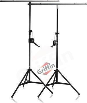 Crank Up Light Stands (2 Pack) Stage Lighting Truss System by GRIFFIN | Portable Speaker Tripod Platform Rig | Adjustable Trussing DJ Booth Kit | T Bar Mount for Can Lights | Music Equipment Package