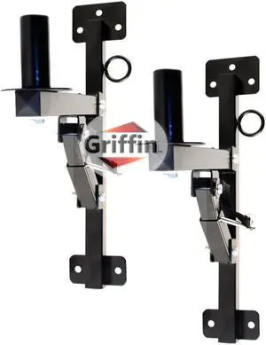 Premium PA Speakers Wall Mount Brackets By GRIFFIN | Set Of 2 All Steel Pro-Audio Speaker 35mm Pole Holder | Securing Locking Pin & 3 Horizontal Level Tilt Adjustments | On Stage Studio Monitor Stands