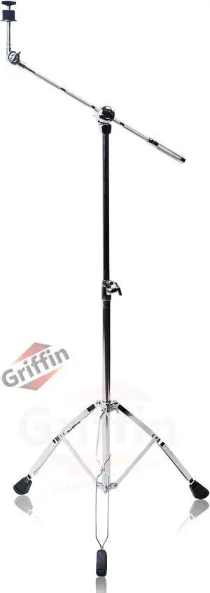 GRIFFIN Cymbal Boom Stand | Double Braced Drum Percussion Gear Hardware Set | Adjustable Height | Arm Holder With Counterweight Adapter for Mounting Heavy Duty Weight Crash &Ride Cymbals For Drummers