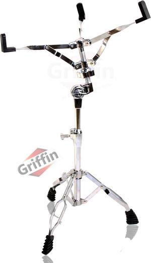 Snare Drum Stand by GRIFFIN | Deluxe Percussion Hardware Base Kit | Double Braced, Light Weight Mount for Standard Snares, Tom Drums & Practice Pad | Slip-Proof Gear Tilter & Clamp Style Basket Holder
