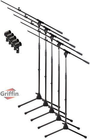 Microphone Boom Stand with Telescopic Arm (Pack of 5) by GRIFFIN | Adjustable Holder Mount For Studio Recording Accessories, Singing Vocal Karaoke, Live Stage DJ | Mic Clip Adapter Tripod Folding Legs Microphone Boom Stand with Telescopic Arm (Pack of 5) by GRIFFIN | Adjustable Holder Mount For Studio Recording Accessories, Singing Vocal Karaoke, Live Stage DJ | Mic Clip Adapter Tripod Folding Legs