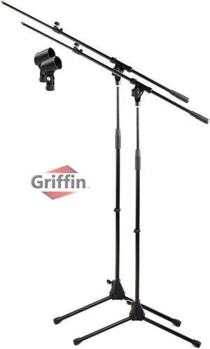Microphone Stand with Boom Arm (Pack of 2) by GRIFFIN | Adjustable Holder Mount For Studio Recording Accessories, Singing Vocal Karaoke, Live Stage | Mic Clip Adapter Tripod Folding Legs & Telescoping Microphone Stand with Boom Arm (Pack of 2) by GRIFFIN | Adjustable Holder Mount For Studio Recording Accessories, Singing Vocal Karaoke, Live Stage | Mic Clip Adapter Tripod Folding Legs & Telescoping