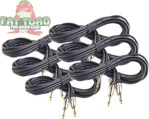 Guitar Cords (6 Pack) Instrument Cable by FAT TOAD | 20FT Wires 1/4 Inch Gold Straight-End for Electric, Acoustic, Bass, Keyboards, Speakers, Sound AMP & Music Recording Studio | Shielded 20 AWG Patch