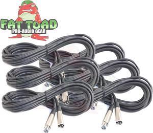 XLR Microphone Cables (6 Pack) by FAT TOAD | 20ft Pro Audio Mic Cord Patch Extension with Lo-Z Connector | 20 AWG Shielded Wire & Balanced for Recording Studio Mixer, Speakers or Live Sound Stage Gear