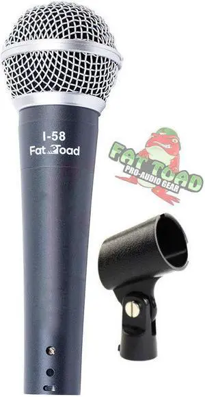 Cardioid Dynamic Microphone with Mic Clip by FAT TOAD | Vocal Handheld, Unidirectional Mic | Singing Wired Microphone for Music Stage Performances, Studio Recording, Live Streaming or PA DJ Karaoke