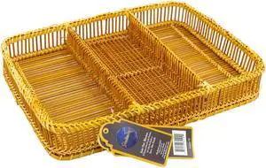 ShelterCast Bamboo Serving Tray for Dinner, Tea, Bar, Table, Breakfast Tray, Good for Parties. 16"l x 12" W x 2"h Gold(Small)