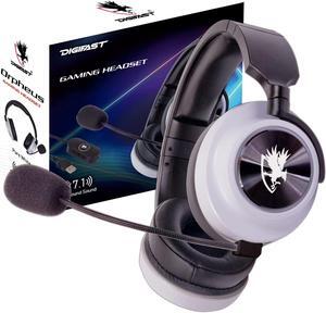 Digifast Orpheus White Gaming Headset, Noise-Canceling Adjustable Microphone, Remote Vol/Mic Control, Plug & Play, 50 mm driver