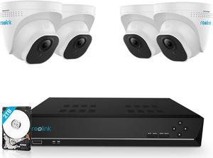 Reolink 8CH 5MP Outdoor Security Camera System, 4pcs Smart Person/Vehicle Detection 5MP Wired PoE IP Dome Cameras 8CH 4K 8MP NVR with 2TB HDD for 24/7 Recording, RLK8-520D4-A