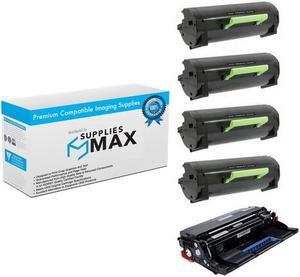SuppliesMAX Compatible Replacement for Lexmark MX-310/MX-410/MX-510/MX-511/MX-610/MX-611 Series Drum/Toner Value Combo Pack (1-Drum Unit/4-Toners) (NO. 601) (50F0Z00_1PK/60F2000SY_4PKVB)