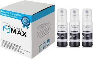 SuppliesMAX Compatible Replacement for Expression EcoTank ET-7700/ET-7750 Photo Black Dye Refill Ink Bottle (3/PK-5000 Page Yield) (NO. 512) (C13T00R140_3PK-US)