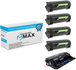 SuppliesMAX Compatible Replacement for Lexmark MS-321/MS-421/MS-521/MS-621/MS-622/MX-321/MX-421/MX-521/MX-522/MX-622 Series Drum/Toner Value Combo Pack (1-Drum/4-Toners) (56F0ZA0_1PK/56F1H00_4PKVB)
