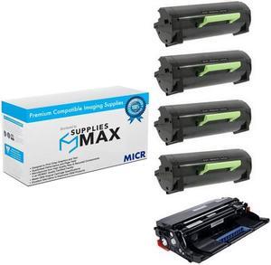 SuppliesMAX Compatible MICR Replacement for Lexmark MS-321/MS-421/MS-521/MS-621/MS-622/MX-321/MX-421/MX-521/MX-522/MX-622 Series Drum/Toner Combo Pack (1-Drum/4-Toners) (56F0Z0E_1PK/56F1H0E_4PKVB)