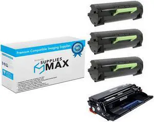 SuppliesMAX Compatible Replacement for Lexmark MS-521/MS-621/MS-622/MX-521/MX-522/MX-622 Series Drum/Ultra High Yield Toner Value Combo Pack (1-Drum Unit/3-Toners) (56F0ZA0_1PK/56F1U00_3PKVB)