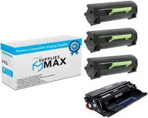 SuppliesMAX Compatible Replacement for Lexmark MS-421/MS-521/MS-621/MS-622/MX-421/MX-521/MX-522/MX-622 Series Drum/Toner Value Combo Pack (1-Drum/3-Toners) (56F0Z00_1PK/56F0XA0_3PKVB)