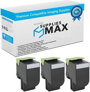 SuppliesMAX Compatible Replacement for Lexmark CS-720DE/CS-720DTE/CS-725DE/CS-725DTE/CX-725DE/CS-725DHE/CS-725DTHE Black High Yield Toner Cartridge (3/PK-7500 Page Yield) (74C0SKG_3PK)