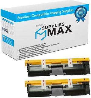SuppliesMAX Compatible Replacement for QMS Magicolor 2400/2430/2450/2480/2490/2500/2530/2550/2590 Black High Yield Toner Cartridge (2/PK-4500 Page Yield) (1710587-004_2PK)