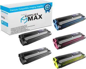 SuppliesMAX Compatible Replacement for QMS Magicolor 2300DL/2300W/2350EN Toner Cartridge Combo Pack (2-BK/1-C/M/Y) (17105412B1CMY)