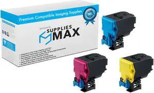 SuppliesMAX Compatible Replacement for Konica Minolta bizhub C25 Toner Cartridge Combo Pack (C/M/Y) (A0X5C25CMY)