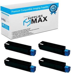 SuppliesMAX Compatible Replacement for Okidata B412/B432/B512/MB472/MB492/MB562 Series Black Toner Cartridge (4/PK-3000 Page Yield) (45807102_4PK)