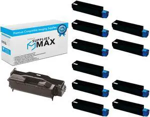 SuppliesMAX Compatible Replacement for Okidata B432/B512/MB492/MB562 Series Drum/Toner Value Combo Pack (1-Drum Unit/10-Toners) (44574301_1PK/45807110_10PKVB)