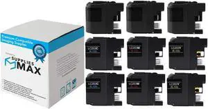 SuppliesMAX Compatible Replacement for Brother MFC-J5320DW/J5520DW/J5620DW/J5625DW/J5720DW High Yield Inkjet Combo Pack (3-BK/2-C/M/Y) (LC-209BK_3PK_LC-2033PKS_2PK)