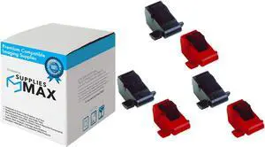 SuppliesMAX Compatible Replacement for Sharp EL-1192C/EL-1801/EL-2192/EL-2195 Black/Red Ink Rollers (3-Each-Black/3-Each-Red) (EA781R)