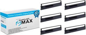 SuppliesMAX Compatible Replacement for Seikosha SL-80/SP-800/SP-1000/SP-1200/SP-1600/SP-2000/SP-2400 Black Printer Ribbons (6/PK) (C1892)