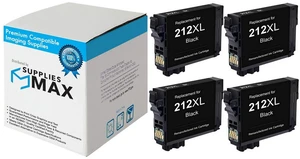 SuppliesMAX Remanufactured Replacement for Expression Home XP-4100/XP-4105/WorkForce WF-2830/WF-2850 Black High Yield Inkjet (4/PK-500 Page Yield) (NO. 212XL) (T212XL120-S_4PK) SuppliesMAX Remanufactured Replacement for Expression Home XP-4100/XP-4105/WorkForce WF-2830/WF-2850 Black High Yield Inkjet (4/PK-500 Page Yield) (NO. 212XL) (T212XL120-S_4PK)