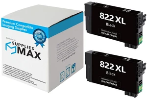 SuppliesMAX Remanufactured Replacement for WorkForce Pro WF-3820/WF-3823/WF-4820/WF-4830/WF-4833/WF-4834 Black High Yield Inkjet (2/PK-1100 Page Yield) (NO. 822XL) (T822XL120-S-D2) SuppliesMAX Remanufactured Replacement for WorkForce Pro WF-3820/WF-3823/WF-4820/WF-4830/WF-4833/WF-4834 Black High Yield Inkjet (2/PK-1100 Page Yield) (NO. 822XL) (T822XL120-S-D2)