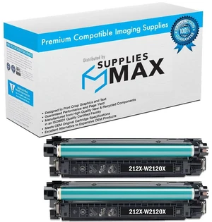 SuppliesMAX Compatible Replacement for HP Color Laser Jet Enterprise M554dn/M555dn/M555x/Flow MFP-M578dn/MFP-M578f Black High Yield Toner Cartridge (2/PK-13000 Page Yield) (NO. 212X) (W2120XD) SuppliesMAX Compatible Replacement for HP Color Laser Jet Enterprise M554dn/M555dn/M555x/Flow MFP-M578dn/MFP-M578f Black High Yield Toner Cartridge (2/PK-13000 Page Yield) (NO. 212X) (W2120XD)