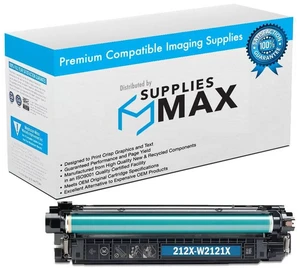 SuppliesMAX Compatible Replacement for HP Color Laser Jet Enterprise M554dn/M555dn/M555x/Flow MFP-M578dn/MFP-M578f Cyan High Yield Toner Cartridge (10000 Page Yield) (NO. 212X) (W2121X) SuppliesMAX Compatible Replacement for HP Color Laser Jet Enterprise M554dn/M555dn/M555x/Flow MFP-M578dn/MFP-M578f Cyan High Yield Toner Cartridge (10000 Page Yield) (NO. 212X) (W2121X)