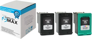 SuppliesMAX Remanufactured Replacement for HP DeskJet D4260/D4360/PhotoSmart C4200/C4300/C4400/C4500/C5200/C5500/D5300 Series Inkjet Combo Pack (2-Black/1-Color) (NO. 74/NO. 75) (CD976FN) SuppliesMAX Remanufactured Replacement for HP DeskJet D4260/D4360/PhotoSmart C4200/C4300/C4400/C4500/C5200/C5500/D5300 Series Inkjet Combo Pack (2-Black/1-Color) (NO. 74/NO. 75) (CD976FN)