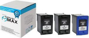 SuppliesMAX Remanufactured Replacement for HP DeskJet 3900/D1300/D1400/D1500/D2300/D2400/F2100/F2200/F4100/J3600/J4300/PSC-1410 Inkjet Combo Pack (2-Black/1-Color) (NO. 21/NO. 22) (CB311BN) SuppliesMAX Remanufactured Replacement for HP DeskJet 3900/D1300/D1400/D1500/D2300/D2400/F2100/F2200/F4100/J3600/J4300/PSC-1410 Inkjet Combo Pack (2-Black/1-Color) (NO. 21/NO. 22) (CB311BN)