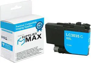 SuppliesMAX Compatible Replacement for Brother DCP-J1100DW/MFC-J805DW/MFC-J815DW/MFC-J995DW/MFC-J1300DW Cyan Ultra High Yield Inkjet (5000 Page Yield) (LC-3035C) SuppliesMAX Compatible Replacement for Brother DCP-J1100DW/MFC-J805DW/MFC-J815DW/MFC-J995DW/MFC-J1300DW Cyan Ultra High Yield Inkjet (5000 Page Yield) (LC-3035C)