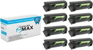 SuppliesMAX Compatible Replacement for Lexmark MX-310/MX-410/MX-510/MX-511/MX-610/MX-611 Series Standard Yield Toner Cartridge (8/PK-2500 Page Yield) (NO. 601) (60F1H0ESY_8PK)