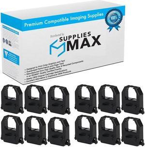 SuppliesMAX Compatible Replacement for Pyramid Tech 6000/6400/M1000/PTI-1000/PTI-3000 Black Time Clock Printer Ribbons (12/PK) (PYD021000BK_12PK)