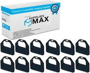 SuppliesMAX Compatible Replacement for Panasonic KX-P2130/KX-P2135/KX-P2140 Black Printer Ribbons (12/PK) (C1292_12PK)
