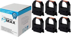 SuppliesMAX Compatible Replacement for Pyramid Tech 6000/6400/M1000/PTI-1000/PTI-3000 Black/Red Time Clock Printer Ribbons (6/PK) (PYD021000BR)