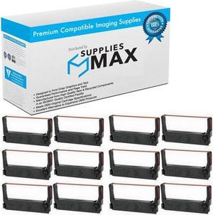 SuppliesMAX Compatible Replacement for M250/M260/M265/M270/M280/TM-267/TM-270/TM-U260 Black/Red Printer Ribbons (12/PK) (62185BR_12PK)