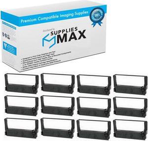 SuppliesMAX Compatible Replacement for M250/M260/M265/M270/M280/TM-267/TM-270/TM-U260 Black P.O.S. Printer Ribbons (12/PK) (62185B_12PK)