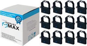 SuppliesMAX Compatible Replacement for Lexmark Formsprinter 2400/2480/2481/2490/2491/2580N/2581N/2590N/2591N Black Printer Ribbons (12/PK) (3070166_12PK)