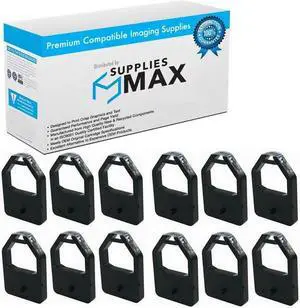 SuppliesMAX Compatible Replacement for Panasonic KX-P1624/KX-P1654/KX-P2624/KX-P3624 Black Printer Ribbons (12/PK) (PAC011010_12PK)