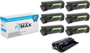 SuppliesMAX Compatible Replacement for Lexmark MX-310/MX-410/MX-510/MX-511/MX-610/MX-611 Series Drum/Toner Value Combo Pack (1-Drum Unit/6-Toners) (NO. 601) (50F0Z00_1PK/60F1000SY_6PKVB)