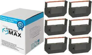 SuppliesMAX Compatible Replacement for Hermes 3000/3700/4500/4700/5500/5600/5700 Black/Red Printer Ribbons (6/PK) (HES011000)